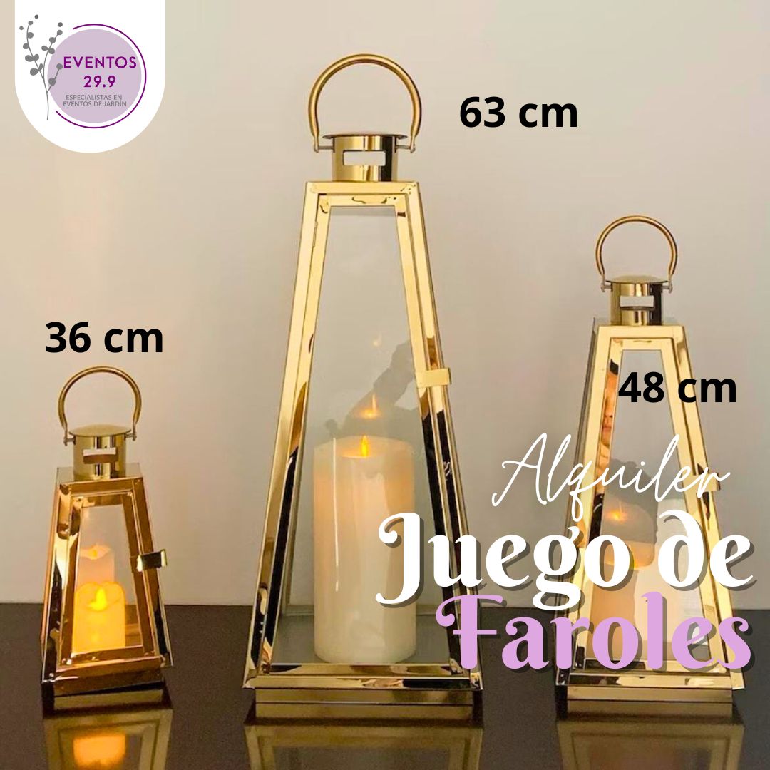 Alquiler de juego de faroles dorados
